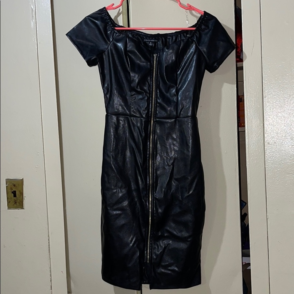 Mini leather bodycon dress